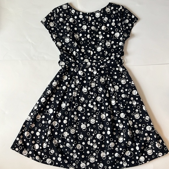 Handmade Vintage Fit and Flare Dress Black and White Circles 4 - Picture 9 of 10